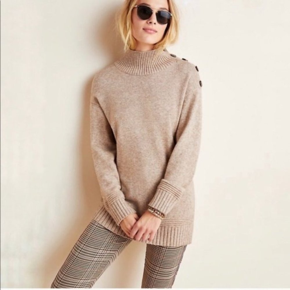 NWT Anthropologie Oatmeal Mock Neck Margarita Tunic Sweater Small